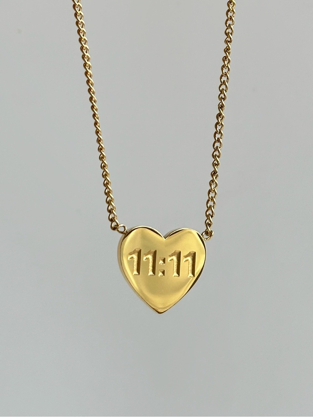Gold Heart 11:11 Pendant Necklace